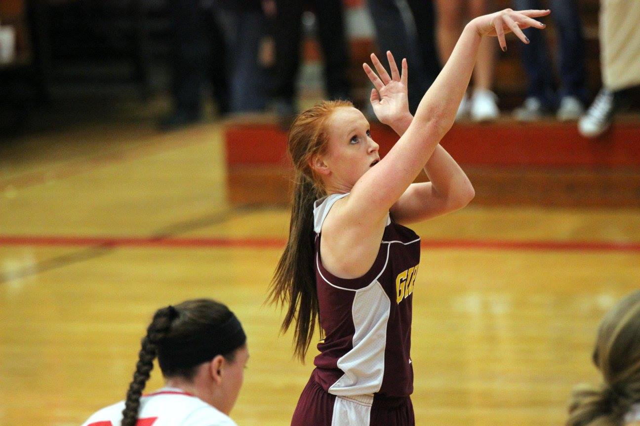 Kelly Cuthbertson attempts a free throw in the Lady Trojans victory Friday night. PHOTO BY JOYCE KOVACIC
