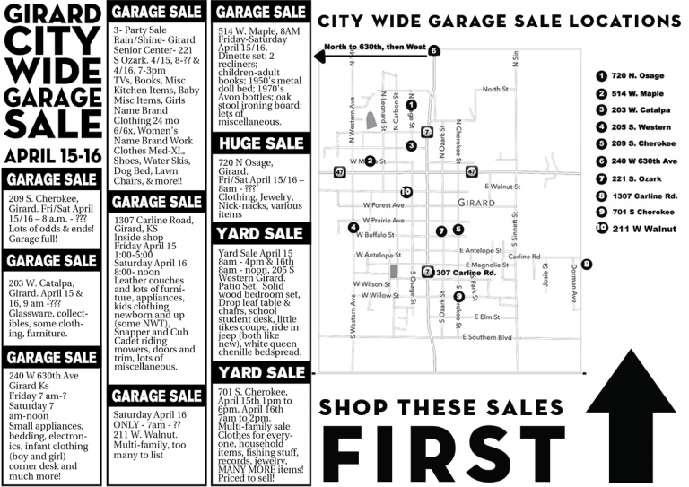 Girard City Wide Garage Sale, April 15 & 16 Hometown Girard